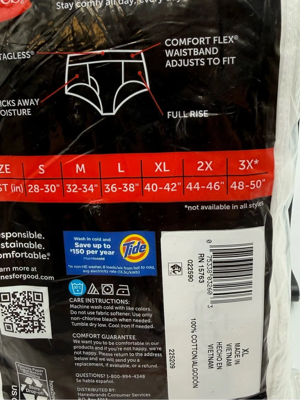 Hanes Men's White 9-Pack Tagless Briefs - XL